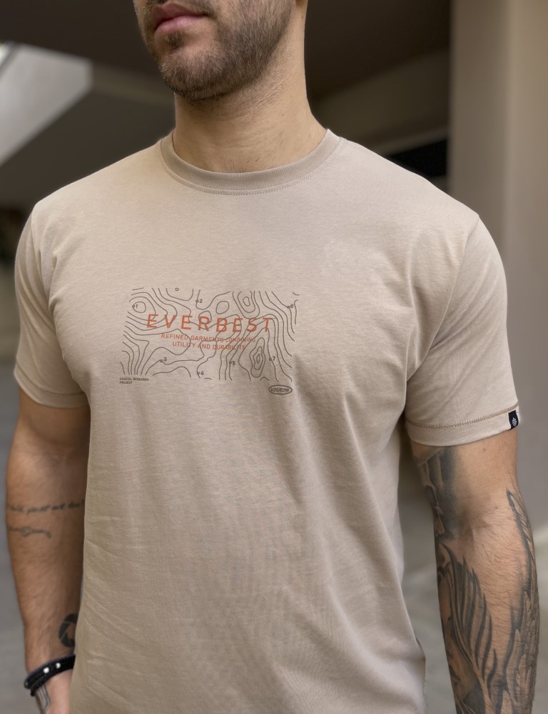 Everbest ανδρικό μπεζ Tshirt με τύπωμα 242806 φωτογραφία